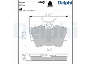 Fren Disk Balata Arka DELPHI LP1745  LP1745 6000620052 4406000QAF 44060-00QAF 4406000Q2E 440607091R 1605199 1605217 4414029 4414520 9199262 93173646 93192389 95528432 95599224 7701050918 7701 050 918 7701054772 7701 054 772 8660004446 8671016185 9919262 701615117 701 615 117 701698451 701 698 451 7D0698451 7D0 698 451