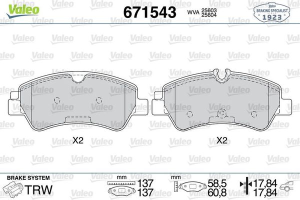 Fren Disk Balata Arka Ford Transit (TTS) Minibüs (2019->)  VALEO 671543