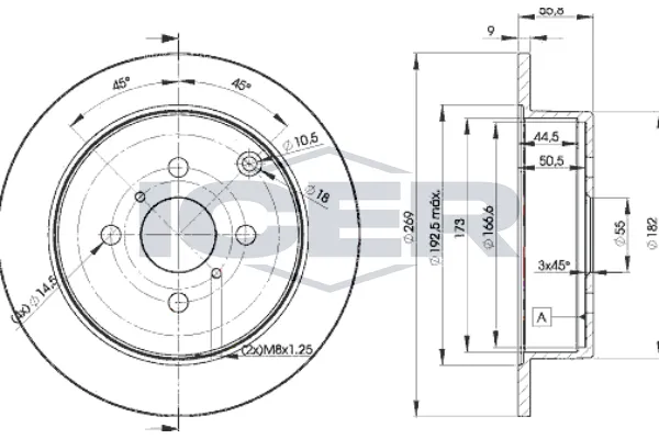 Fren Disk Ayna Arka Sağ ve Sol Toyota Yaris Verso (NCP2/NLP2)(1999->)  AYD 50452