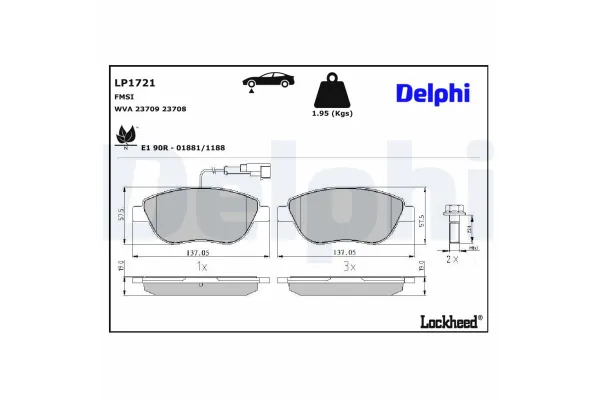 Fren Disk Balata Ön Fiat Multipla (186)(09.2004->)  DELPHI LP1721