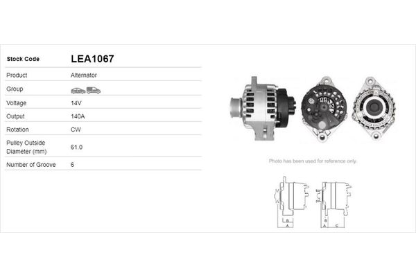 Alternatör  Fiat Sedici (189)(2006->)  LUCAS ELEKTRIK LEA1067