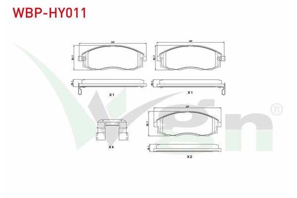 Fren Disk Balata Ön Hyundai H-1 (->2008)  WGN WBP-HY011
