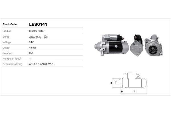 Marş Dinamosu  Opel Kadett C (1974->)  LUCAS ELEKTRIK LES0141