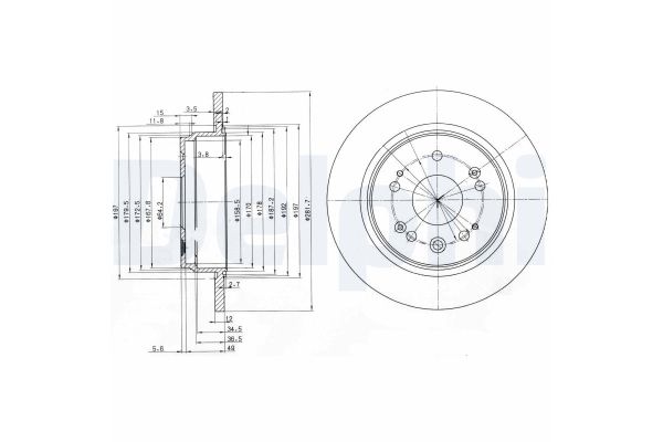 Fren Disk Ayna Arka Sağ ve Sol Honda FR-V (BE)(11.2004->)  DELPHI BG3797