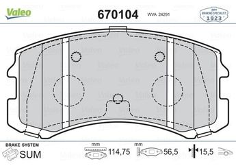 Fren Disk Balata Ön VALEO 670104  MR569225 MR569233 MN116764 MN116604 MR569224