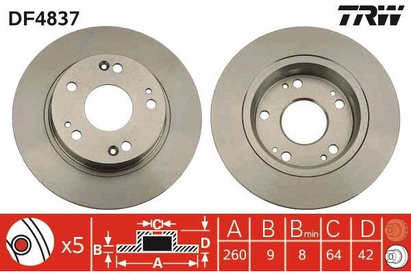 Fren Disk Ayna Arka Sağ ve Sol Honda Civic Sedan (FD)(04.2006->)  KALE BALATA TFD00175