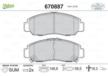 Fren Disk Balata Ön VALEO 670887  45022S7AE50 45022SNBE00 WVA23722 45022SECA00 45022SEPA00 45022SEPA01 45022SEPA10 45022SEPA11 45022SZ3A50 45022TE0A60 45022TE0A61 45022TL2A00 6450S6EE50 06450S6EE50 45022S6EE50 45022-S6E-E50 45022S7AE00 45022-S7A-E00 45022-S7A-E50 45022SJFE00 45022-SJF-E00 45022SL0G02 45022-SL0-G02 45022-SNB-E00 45022SNBE01 45022-SNB-E01 45022SZ3E50 45022-SZ3-E50 45022SZ3G00 45022-SZ3-G00 45022TR0E50 45022-TR0-E50 45022TR0E51 45022-TR0-E51 45022SDDA10 45022SJF305 45022SEAJ11 45022-SEA-J11
