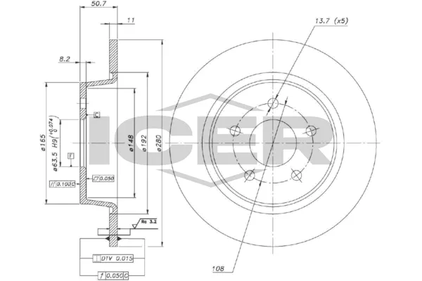 Fren Disk Ayna Arka Sağ ve Sol Ford Tourneo Connect (CHC)(2013->)  EUROCRAFT EU F17159-028