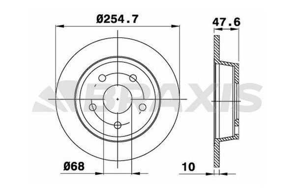 Fren Disk Ayna Arka Sağ ve Sol Audi Allroad Quattro (4B5)(02.2000->)  BRAXIS AE0465