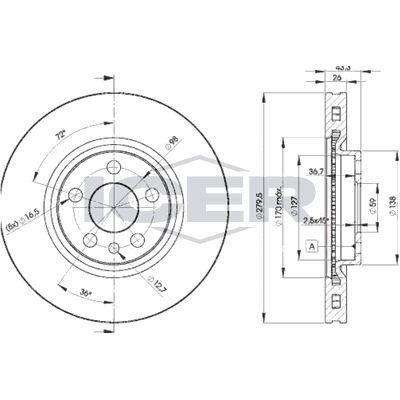Fren Disk Ayna Ön Sağ ve Sol Citroen Jumpy (10.1995->)  PSA ORJINAL 4246.J2