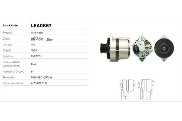 Alternatör  LUCAS ELEKTRIK LEA0887