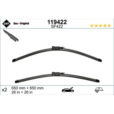 Silecek Süpürgesi Ön Muz Tip 650/650 mm - 26/26 inç SWF 119422