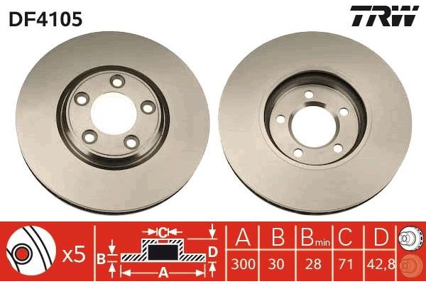 Fren Disk Ayna Ön Sağ ve Sol Jaguar S-Type (03.1999->)  TRW DF4105
