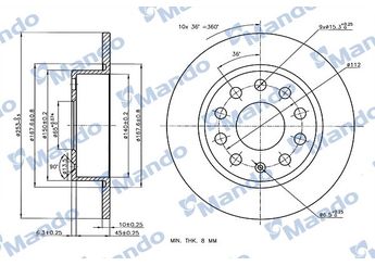 Fren Disk Ayna Arka Sağ ve Sol MANDO MBC035336  1K0615601AB 1K0615601K 5Q0615601F 5C0615601