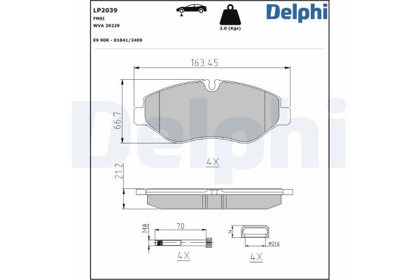 Fren Disk Balata Ön Iveco Daily Kargo Aracı  (Sommer)(2014->)  DELPHI LP2039