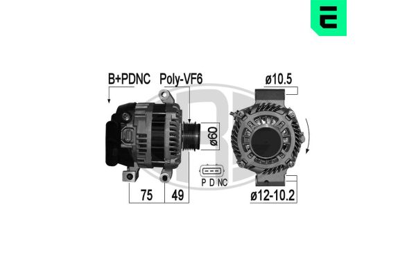 Alternatör  Mazda 6 Sedan (GG)(03.2002->)  ERA 209349A