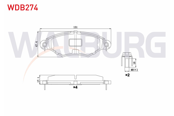 Fren Disk Balata Ön Peugeot 505 SW/ Familial (03.1982->)  WALBURG WDB274