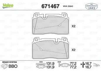 Fren Disk Balata Ön VALEO 671467  8R0698151C 8R0698151AA 8R0698151AC 8R0698151AH 8R0698151H 8R0698151M 8R0698151T 95B698151AM 95B 698 151 AM 95B698151F 95B 698 151 F 95B698151H 95B 698 151 H 9A769815100 9A7 698 151 00 PAC698151 PAC 698 151