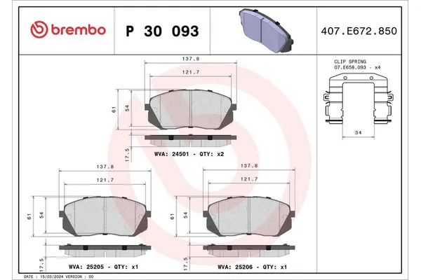 Fren Disk Balata Ön Kia ProCeed (CD)(2018->)  BREMBO P 30 093