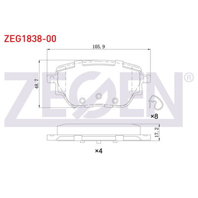 Fren Disk Balata Arka Mercedes GLB -Serisi (BM247)(07.2019->)  ZEGEN ZEG1838-00