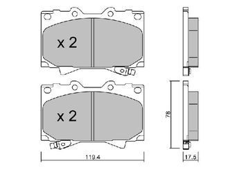Fren Disk Balata Ön AISIN BPTO-1912  446560151 446560190 04465-60190 446560370 04465-60370 446560150 04465-60150 446560170 04465-60170 446560220 04465-60220 446560230 04465-60230 446560240 04465-60240 0446560190 446560120 04465-60120 446560140 04465-60140 04465-60151 446560160 04465-60160 446560250 04465-60250 446560340 04465-60340 4465YZZCM 04465-YZZCM