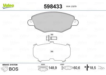 Fren Disk Balata Ön VALEO 598433  1121894 1126718 1250688 1521531 1522062 1783849 C2S17129 C2S48022 C2S52079