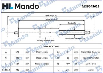 Bagaj Amortisörü Sağ veya Sol MANDO MOP045629  MOP045629 MB927791