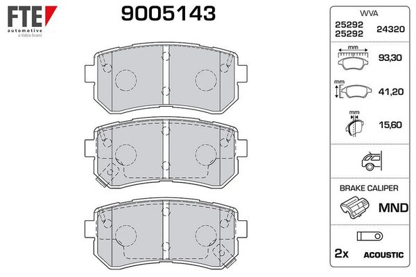 Fren Disk Balata Arka Hyundai Tucson (TL)(09.2015->)  FTE 9005143