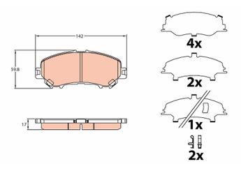 Fren Disk Balata Ön TRW GDB3648  D1060 4CA0A D10604CA0A D1060-4CA0A 410601596R 41 06 015 96R 410604EA0A 41 06 04E A0A