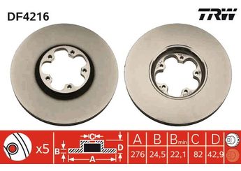 Fren Disk Ayna Ön Sağ ve Sol TRW DF4216  1456667 1473008 1520371 1568654 1738807 1C1J1125A1D 1C1J-1125-A1D 1C1J1125A2D 1C1J-1125-A2D 1C1J1125AB 1C1J-1125-AB 1C1J1125AC 1C1J-1125-AC 1C1J1125AD 1C1J-1125-AD 1C1W1125AA 1C1W-1125-AA 4041427 4395257