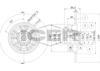 Fren Disk Ayna Arka Sağ ve Sol WALBURG WBD1233C  432001539R 432001868R 432007595R 432009292R 432024629R 43 20 015 39R 43 20 075 95R