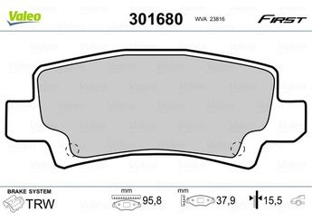 Fren Disk Balata Arka VALEO 301680  4466020 446602070 446602160 04466-02070 04466-02160 4466YZZD9 04466-YZZD9 446602020 0446602020