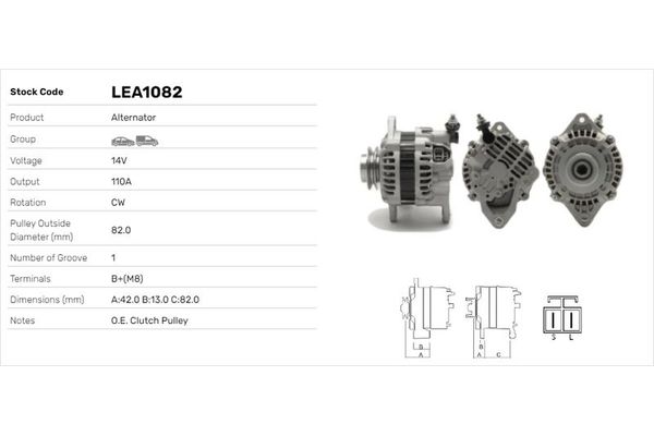 Alternatör  Nissan Primera Traveller [SW] (P12)(12.2001->)  LUCAS ELEKTRIK LEA1082