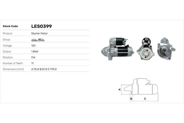 Marş Dinamosu  LUCAS ELEKTRIK LES0399