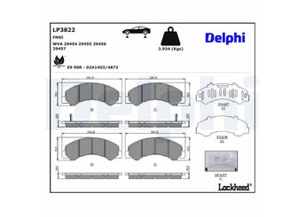 Fren Disk Balata Ön DELPHI LP3822  LP3822 4106089TC1 8971686340 8982169260 8982447940 97168634 98216926 98244794