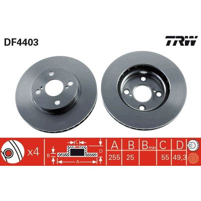 Fren Disk Ayna Ön Sağ ve Sol Toyota Corolla Combi SW (E12)(2002->)  TRW DF4403