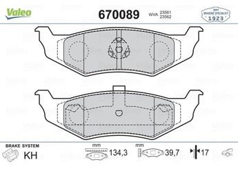 Fren Disk Balata Arka VALEO 670089  4720644 4509374 4509 374 4720 644 4762669 4762 669 4863784 4863 784 5011630AA 5011 630AA 5011631AA 5011 631AA 5011630AB 5012651AA 5012 651AA 5066641AA 5086170AA 5086 170AA 5093218AA 5114405AA 5114 405AA 5114405AB 5114 405AB V2016170AC
