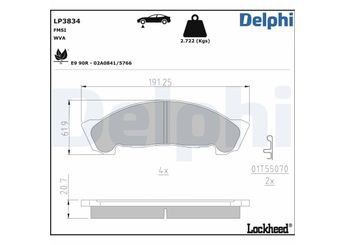 Fren Disk Balata Ön DELPHI LP3834  1K023323Z 446537070 5867500800 8970784091 8970784092 8970784093 8970784094 8972261030 8973188940 8973292640 8973292650 8973689800 897368980SK1