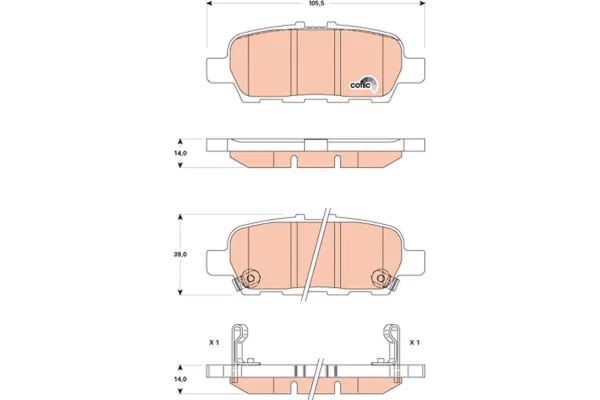 Fren Disk Balata Arka Nissan Teana (J32R)(02.2008->)  TRW GDB3508