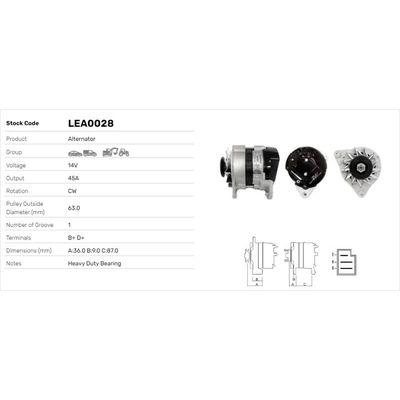 Alternatör  LUCAS ELEKTRIK LEA0028