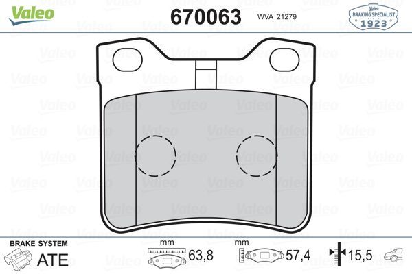 Fren Disk Balata Arka Peugeot 406 S.Wagon (S1/S2)(01.1997->)  VALEO 670063