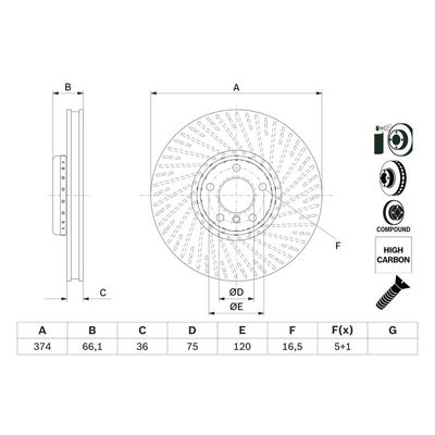 Fren Disk Ayna Ön Sağ ve Sol BMW 5 Serisi Gran Turismo (F07)(11.2009->)  BOSCH 0 986 479 E63