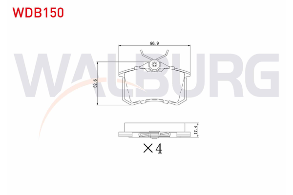 Fren Disk Balata Arka Volkswagen Caddy P.Van/Kombi (2C)(08.2010->2015)  WALBURG WDB150