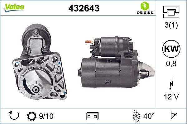 Marş Dinamosu  Fiat Punto (176) Cabrio (03.1994->)  VALEO 432643