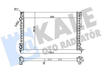Su Radyatörü  KALE 162600  96813425 7701045345 77 01 045 345 7701045410 77 01 045 410 7701049754 77 01 049 754 7701499798 7701499799