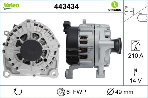 Alternatör  BMW 5 Serisi Sedan (F10)(08.2010->)  VALEO 443434