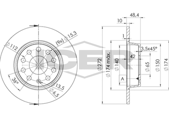 Fren Disk Ayna Arka Sağ ve Sol GOODYEAR 103205  1K0615601AA 1K0 615 601 AA 5Q0615601D 5Q0 615 601 D