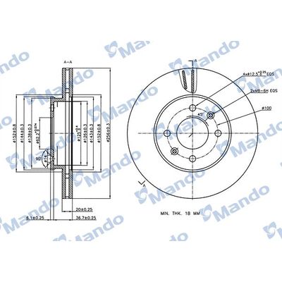 Fren Disk Ayna Ön Sağ ve Sol Kia Picanto (JA)(2017->)  MANDO MBC030286