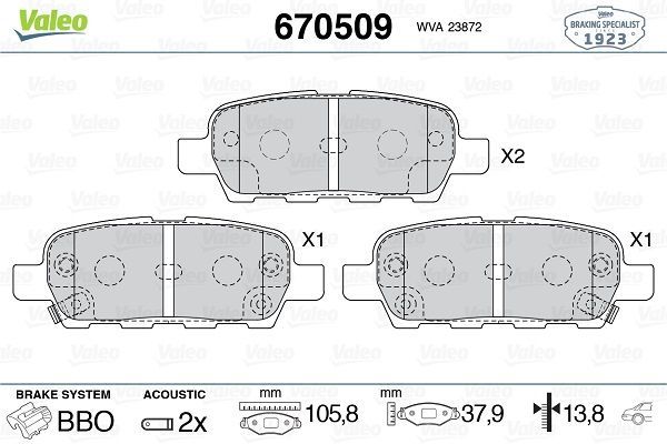 Fren Disk Balata Arka Nissan Teana (J32R)(02.2008->)  VALEO 670509