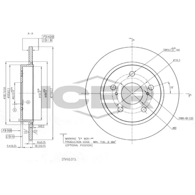 Fren Disk Ayna Arka Sağ ve Sol Toyota Corolla (E18)(06.2013->)  FRENBU 34389